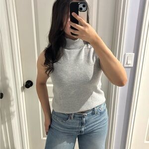 Zara Gray Sleeveless Turtleneck Sweater, Size: S
